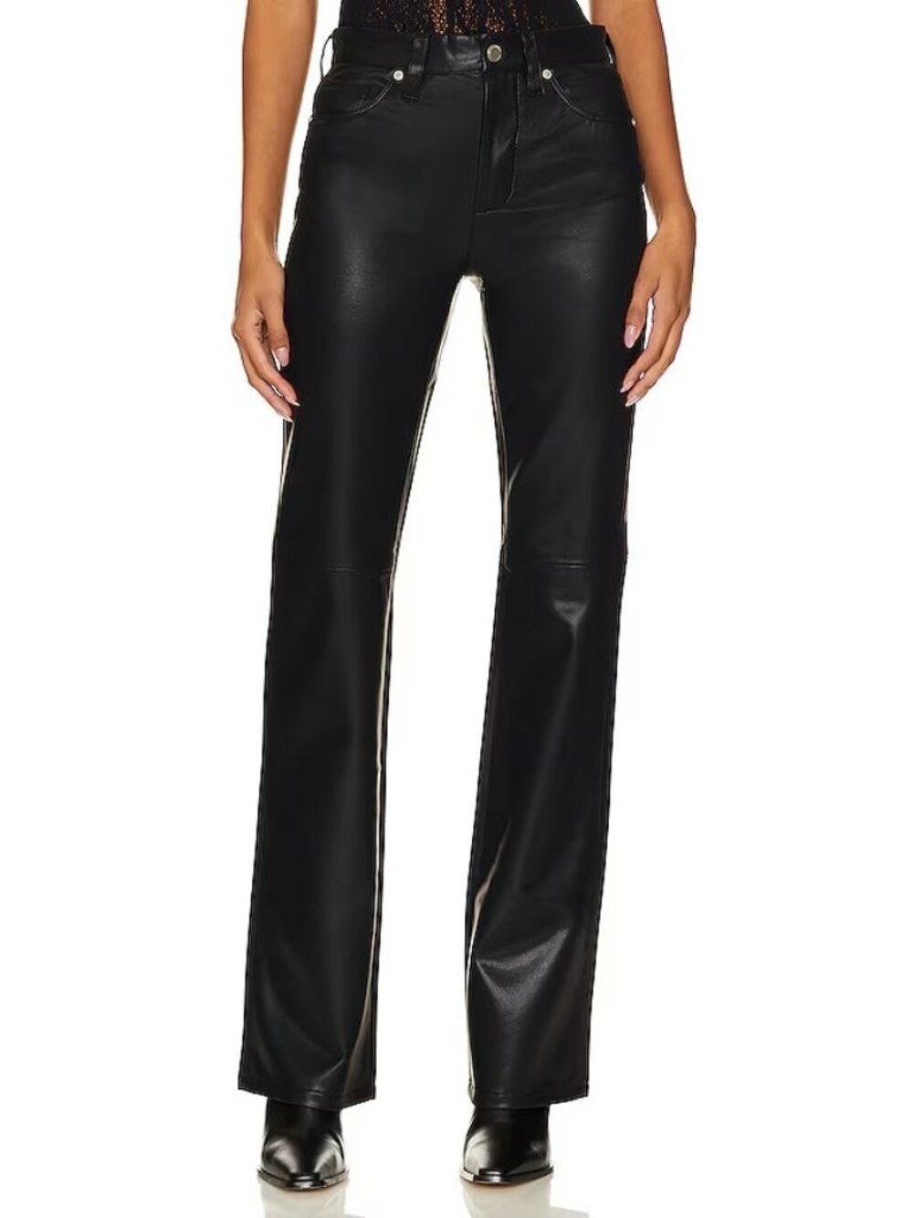 Blank NYC Black Faux Leather Straight-Leg Pants
